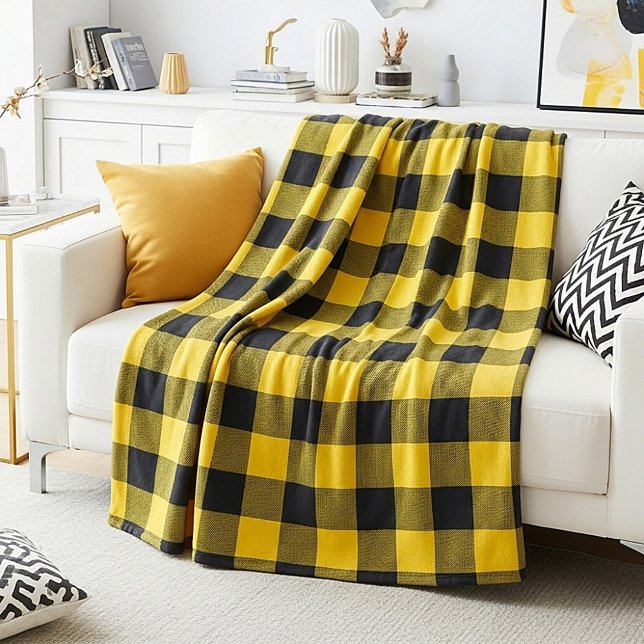 Cobertor De Velo Xadrez amarelo e preto (Criador carregado)
