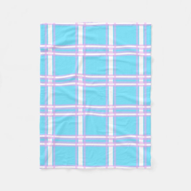 Cobertor De Velo Xadrez Azul e Rosa (Frente)