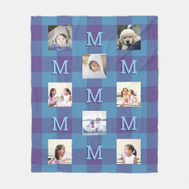 Cobertor De Velo Xadrez Azul Roxo Legal Monograma 8 Foto