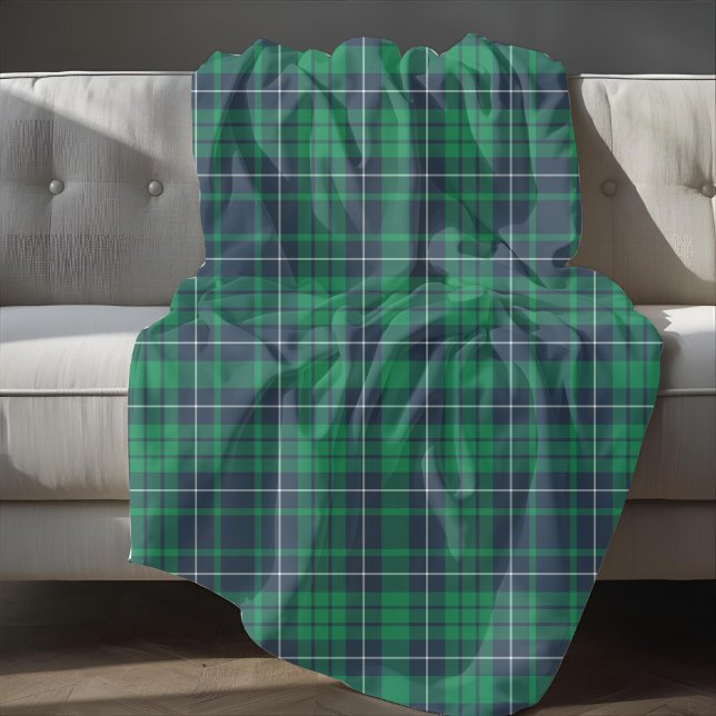 Cobertor De Velo Xadrez Azul Verde Russo (Rustic Green Blue Plaid Fleece Blanket)