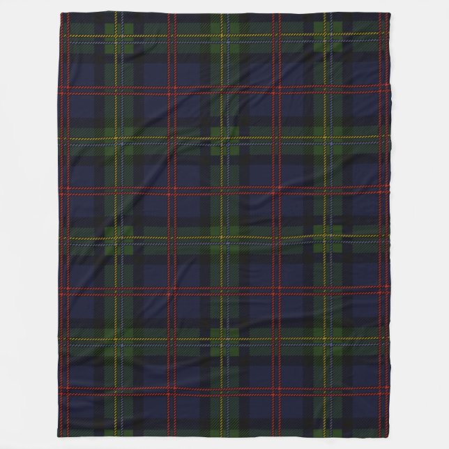 Cobertor De Velo Xadrez Clan Malcolm Tartan Preto Púrpura Padrão (Frente)