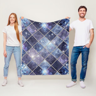Cobertor De Velo Xadrez de Diamante Azul Meia-Noite - Noite Estrela