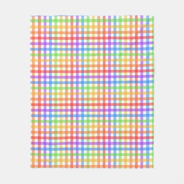 Cobertor De Velo Xadrez de Gingham de Arco-Íris Padrão Geométrico (Frente)