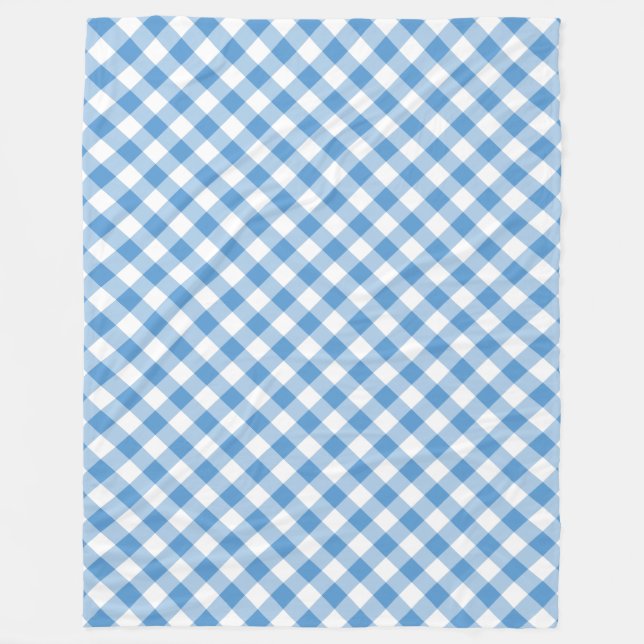 Cobertor De Velo Xadrez de Gingham Diagonal Clara Azul e Branco (Frente)
