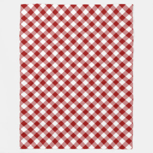 Cobertor De Velo Xadrez de Gingham Vermelho e Branco Diagonal