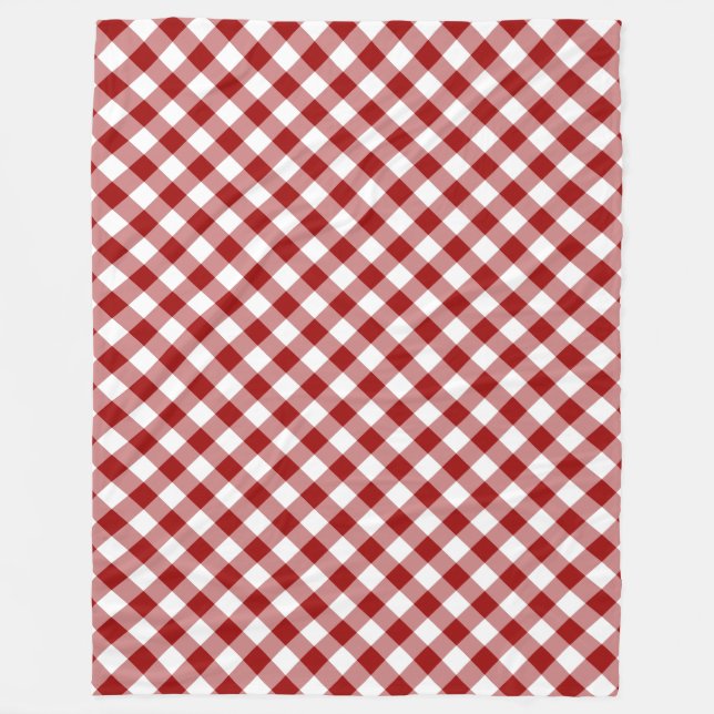Cobertor De Velo Xadrez de Gingham Vermelho e Branco Diagonal (Frente)