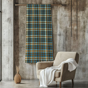 Cobertor De Velo Xadrez de inspiração vítrea em branco azul amarelo
