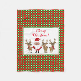 Cobertor De Velo Xadrez de Natal Feliz Natal Papai Noel Rena