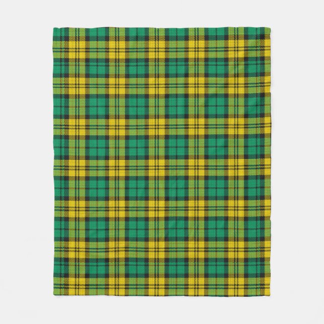 Cobertor De Velo Xadrez de Padrão de Tartan Verde Amarelo (Frente)