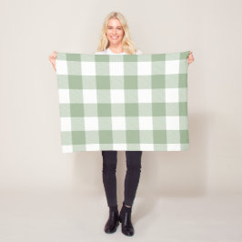 Cobertor De Velo Xadrez de Sage Green e White Gingham