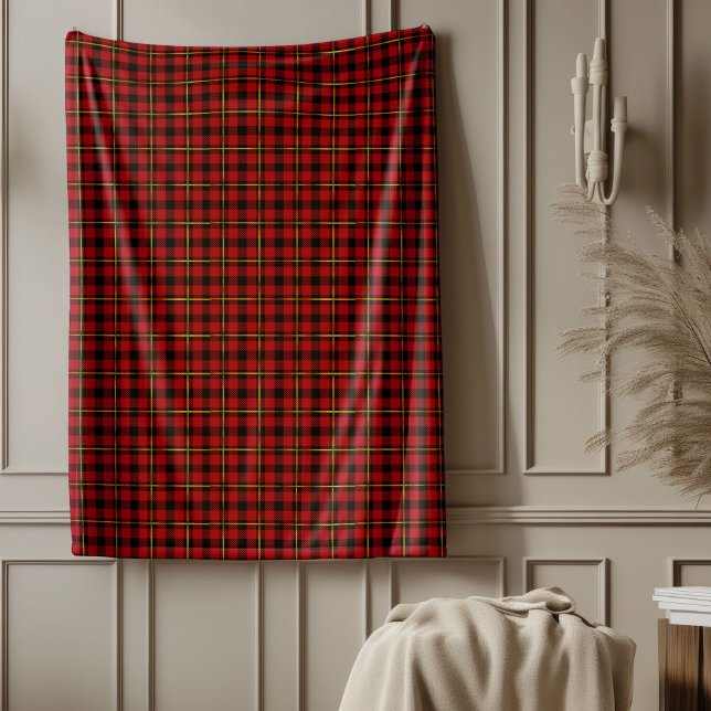 Cobertor De Velo Xadrez de Tartan Clássico Feriado Cozy Dourado (Cozy Holiday Classic Tartan Plaid Red Black Gold Fleece Blanket)