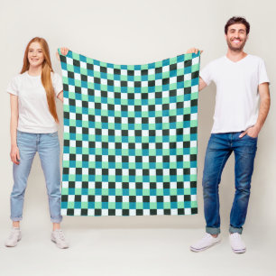 Cobertor De Velo Xadrez de Turquesa Azul Aqua Azul Branco do Carvão