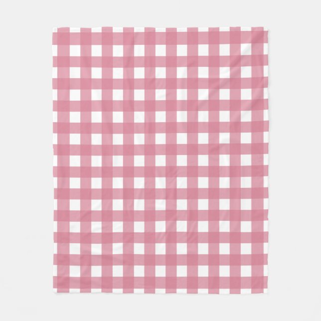 Cobertor De Velo Xadrez de verificação de Gingham branco rosa (Frente)