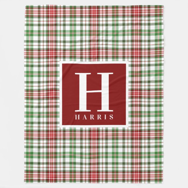 Cobertor De Velo Xadrez inicial personalizada do Natal da casa da (Frente)