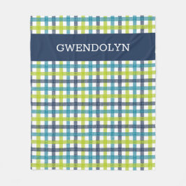 Cobertor De Velo Xadrez, Marinho e azul turquesa