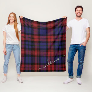 Cobertor De Velo Xadrez Monograma Tartan Red Purple Rusname