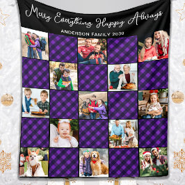 Cobertor De Velo Xadrez Personalizada de Feriados de Colagem de Fot