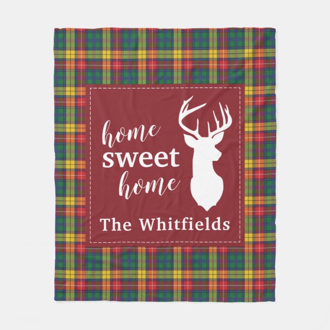 Cobertor De Velo Xadrez personalizada de Tartan Clan Buchanan (Frente)