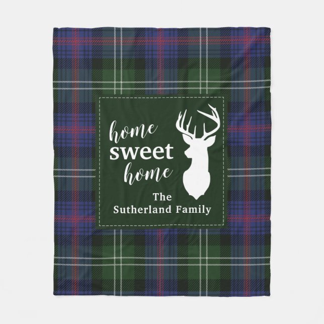 Cobertor De Velo Xadrez Personalizada Sweet Home Sutherland Tartan (Frente)
