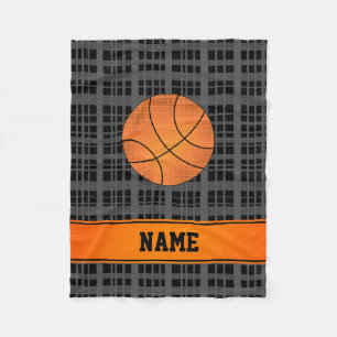 Cobertor De Velo Xadrez preta de basquete de nome personalizado