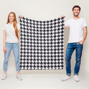 Cobertor De Velo Xadrez Preto e Branco Clássico