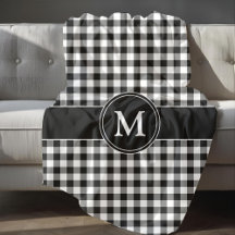 Xadrez Preto e Branco Padrão Monograma Plaid Buffa