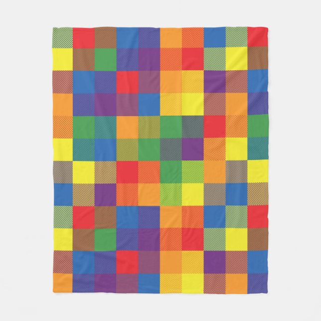 Cobertor De Velo Xadrez Rainbow Buffalo Check Pride (Frente)