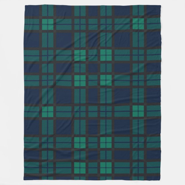 Cobertor De Velo Xadrez russa Green Check Blackwatch Tartan (Frente)