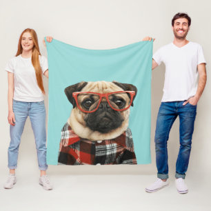 Cobertor De Velo Xadrez Shirt Pug