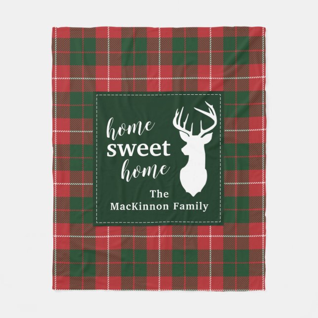 Cobertor De Velo Xadrez Sweet Home Deer Personalizado Tartan (Frente)
