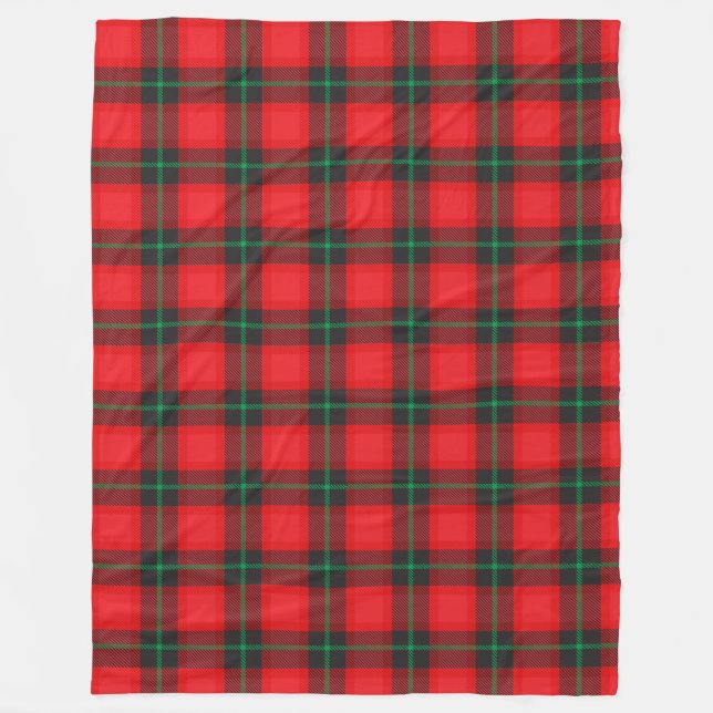 Cobertor De Velo Xadrez Tartan Vermelho Padrão Preto Tradional (Frente)