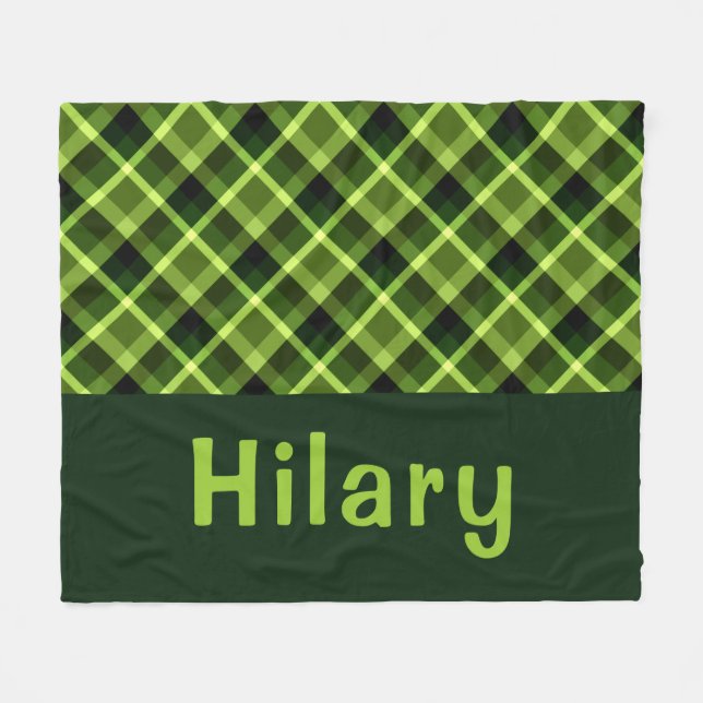 Cobertor De Velo Xadrez Verde de Ervilha Monograma Folha Média (Frente (Horizontal))