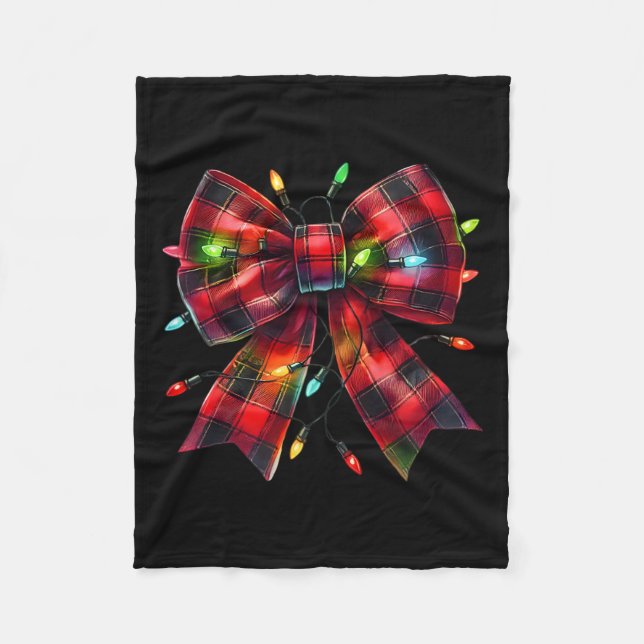 Cobertor De Velo Xadrez Vermelha Arco Coqueta Luzes de Natal Xmas P (Frente)
