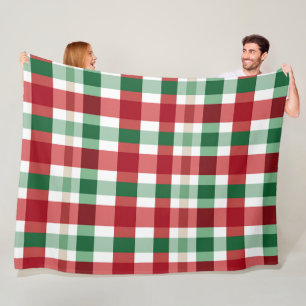 Cobertor De Velo Xadrez Vermelho Verde Branco Alegre Rústico Caseir