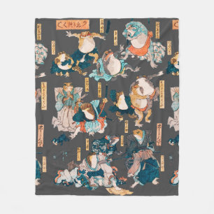 Cobertor De Velo Xilogravura Japonesa de Sapo de Kuniyoshi Ukiyo-e