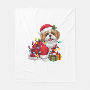 Cobertor De Velo Xmas Lighting Papais noeis Shih Tzu Dog Natal