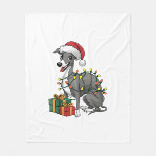 Cobertor De Velo Xmas Lighting Santa Hat - Cão de Greyhound Italian