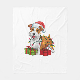 Cobertor De Velo Xmas Lighting Santa Hat Welsh Terrier Dog Christma