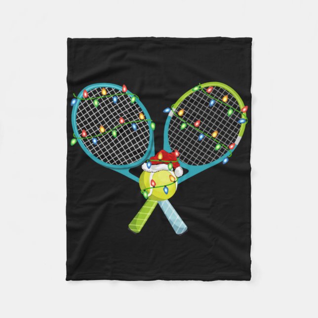 Cobertor De Velo Xmas Lights Santa Hat Tennis Christmas Premium T S (Frente)