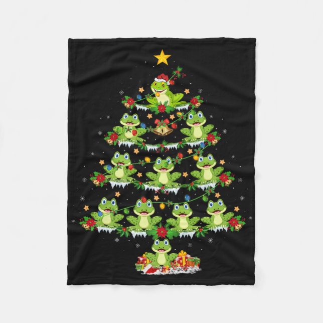 Cobertor De Velo Xmas Lights Santa Tree Frog Christmas Tree Premium (Frente)