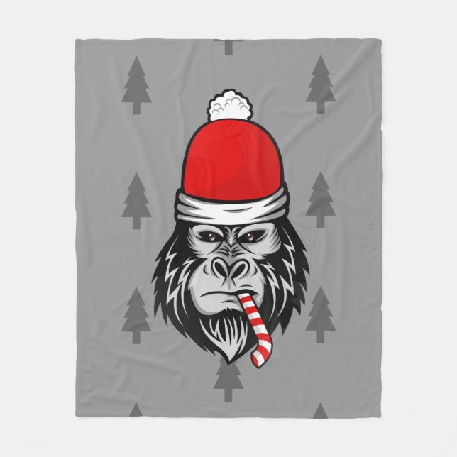 Cobertor De Velo xmas santa claus gorilla (Frente)