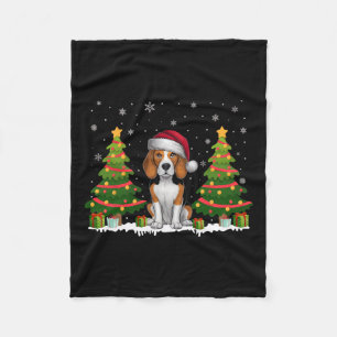 Cobertor De Velo Xmas Tree Lights Beagle Dog Santa Hat Sw de Natal