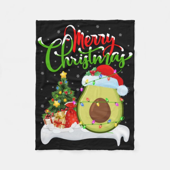 Cobertor De Velo Xmas Tree Lights Santa Hat Avocado Fruit Christmas (Frente)