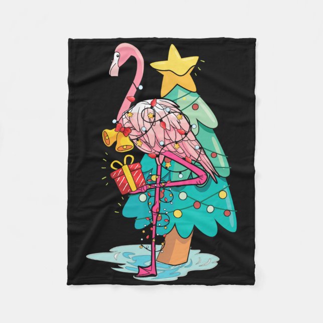Cobertor De Velo Xmas Tree Lights Tropical Flamingo Animal Christma (Frente)