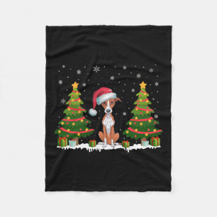 Cobertor De Velo Xmas Tree Lights Whippet Dog Santa Hat Natal S