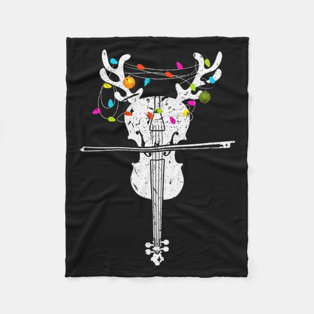 Cobertor De Velo Xmas Violinist Reindeer Christmas Violin  (Frente)