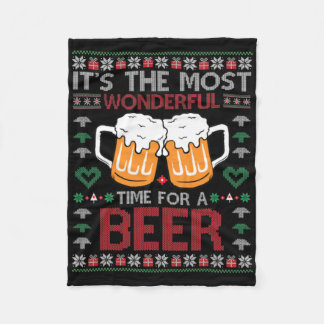 Cobertor De Velo Xmas Wonderful Time For A Beer Ugly Christmas S