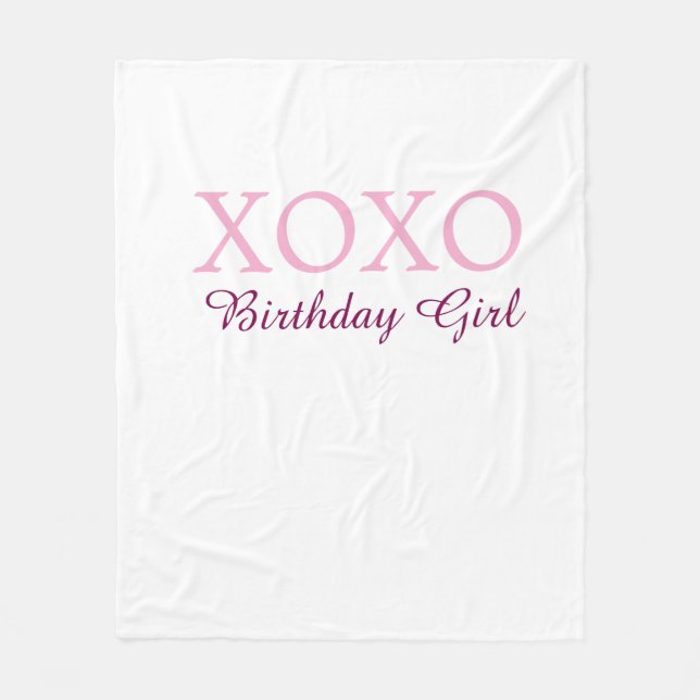 Cobertor De Velo Xoxo birthday girl name pink mauve simple love  (Frente)