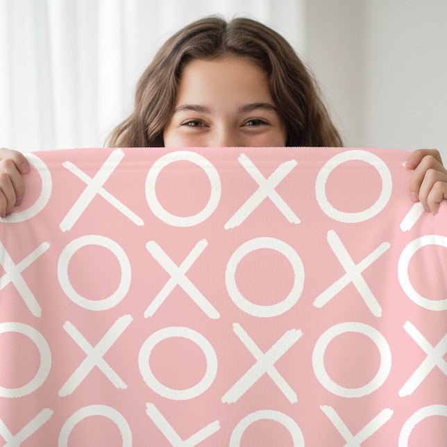 Cobertor De Velo XOXO Hugs & Kisses Pastel Pink Modern Pattern (Criador carregado)