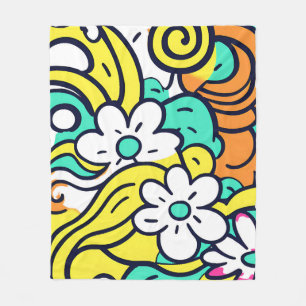 Cobertor De Velo Y2K - Primavera de flor selvagem vibrante, com cor